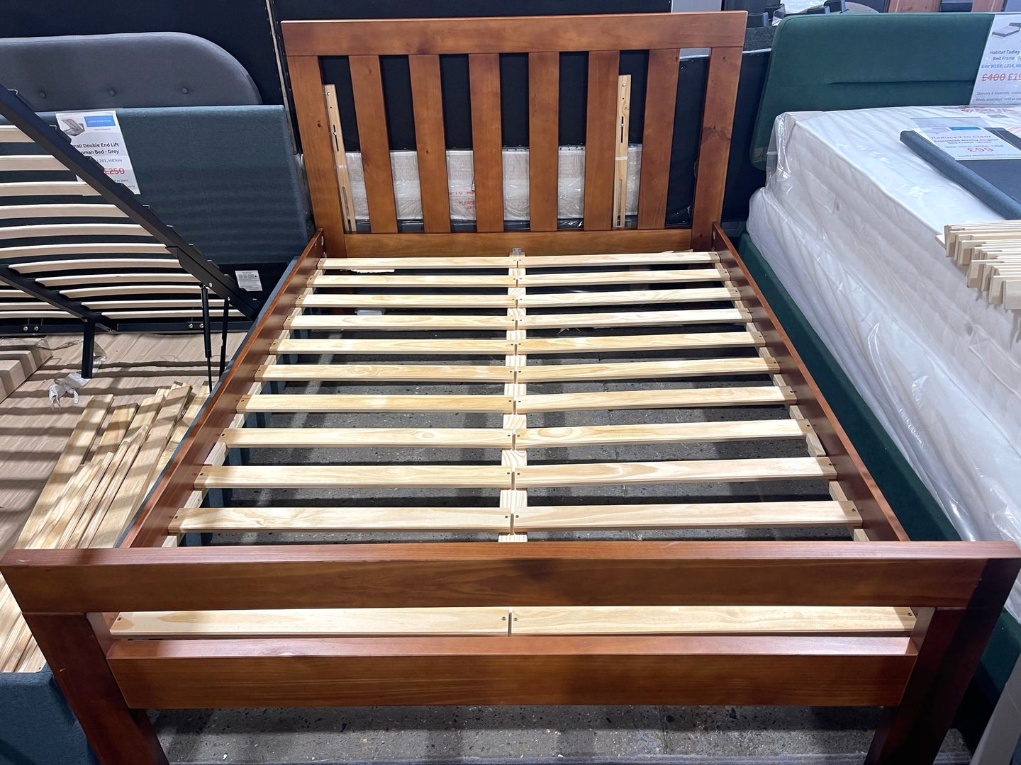 Assembled Chile Kingsize Wooden Bed Frame - Dark Stain